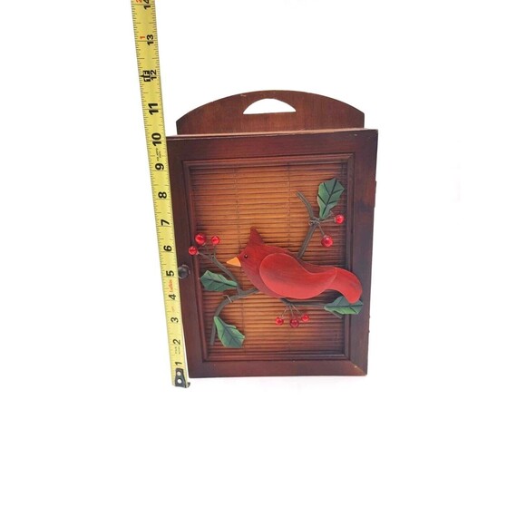 Cardinal Wooden Key Holder Box Wall Decor or Tabletop Rustic Cabin - Picture 10 of 10